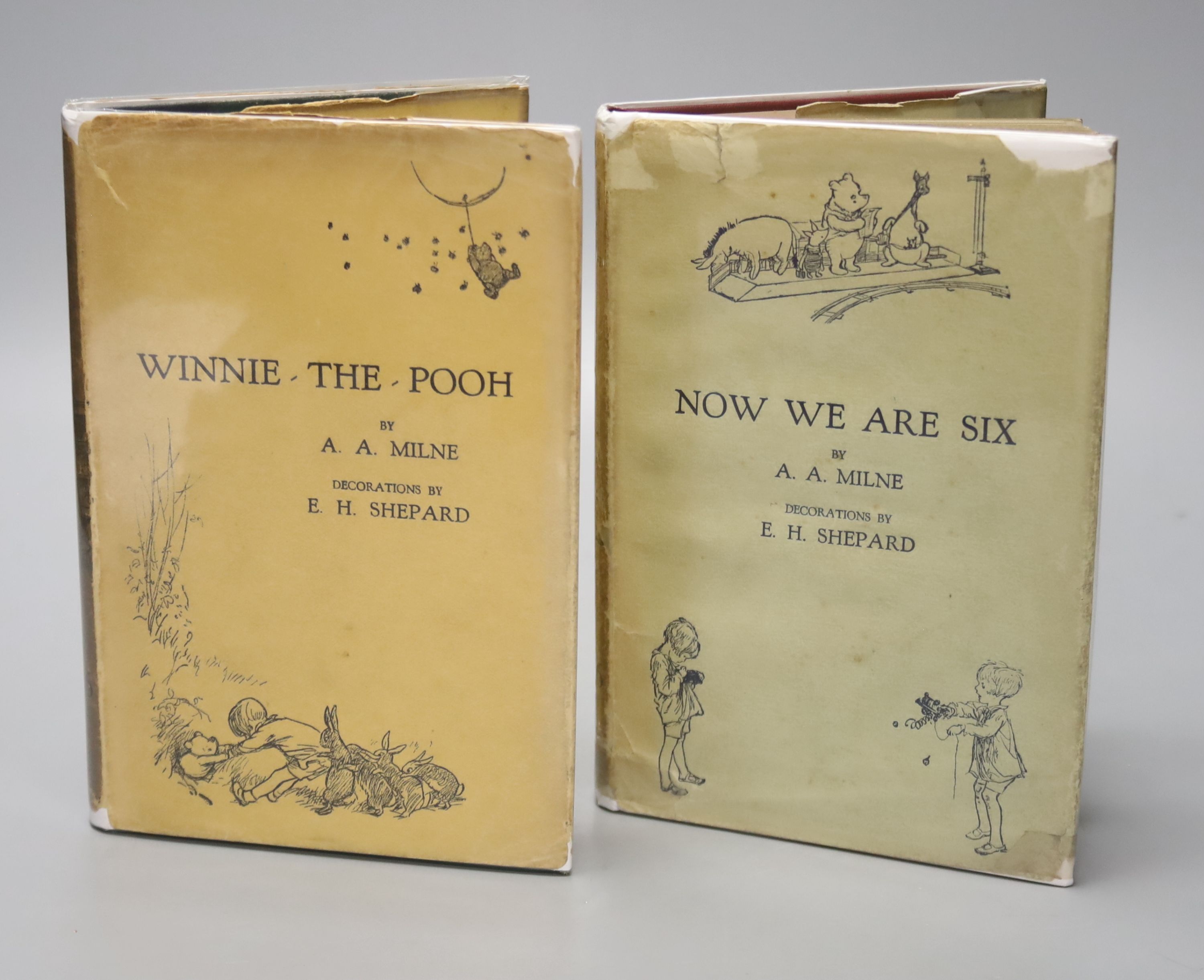 Milne, A.A., 'Winnie The Pooh', 8 vols, (d.j. present, some tears and losses, Methven & Co. Ltd., 2nd edition, together with Milne, A.A. 'Now We Are Six', 8 vols (d.j. present, some minor tears and losses, Methven & Co.,